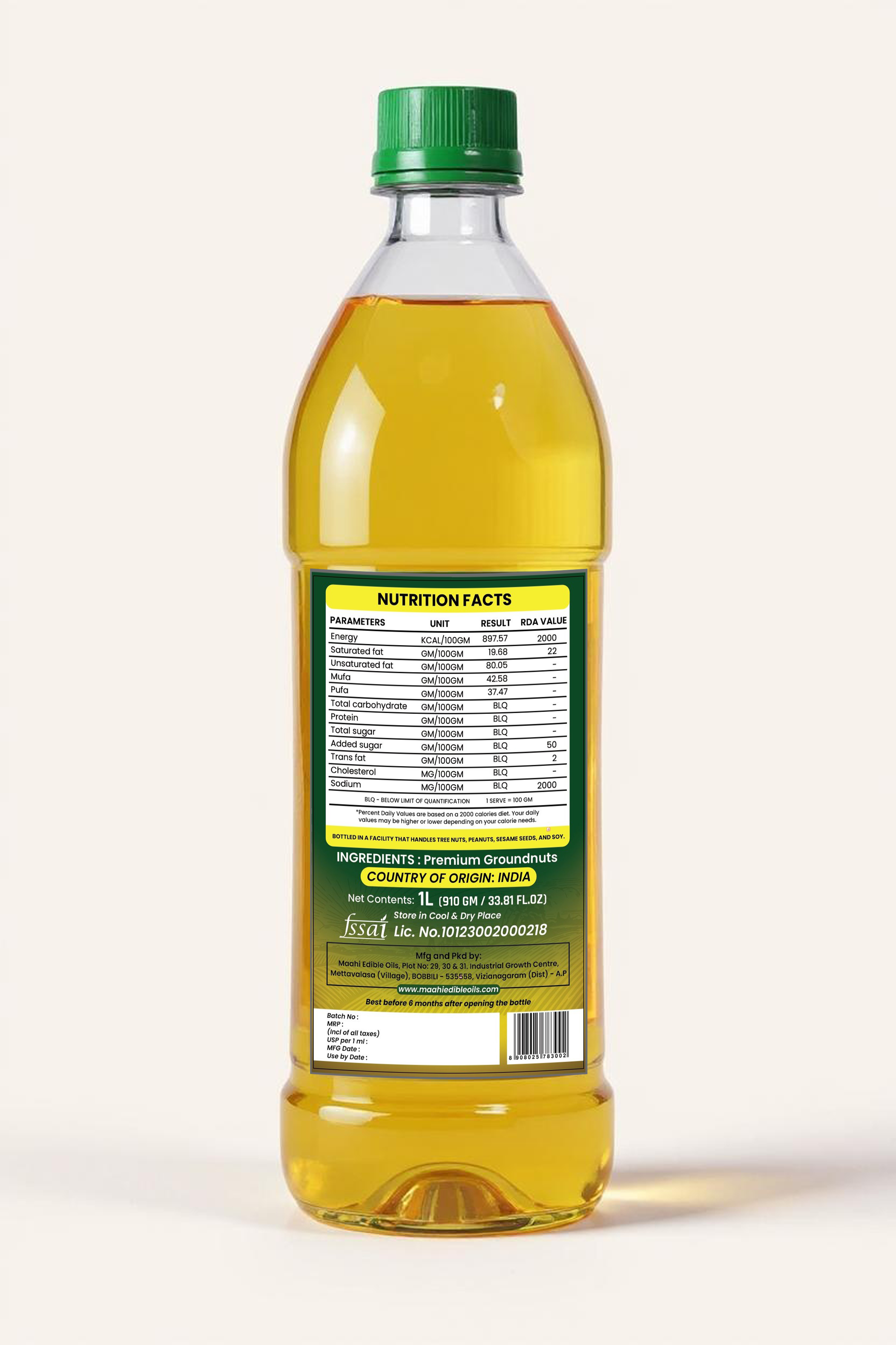 Premium Groundnut Oil Back View