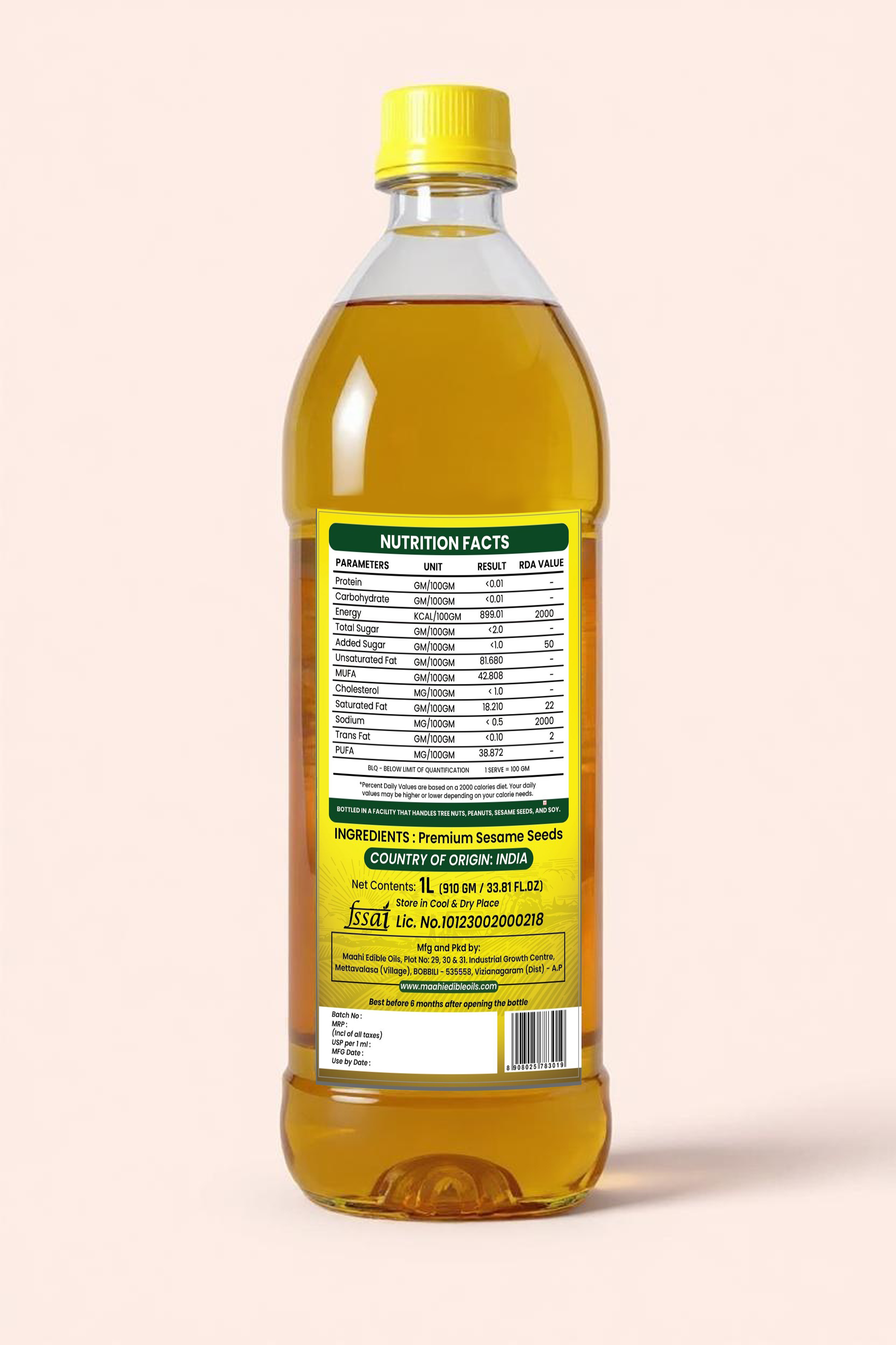 Premium Groundnut Oil Back View